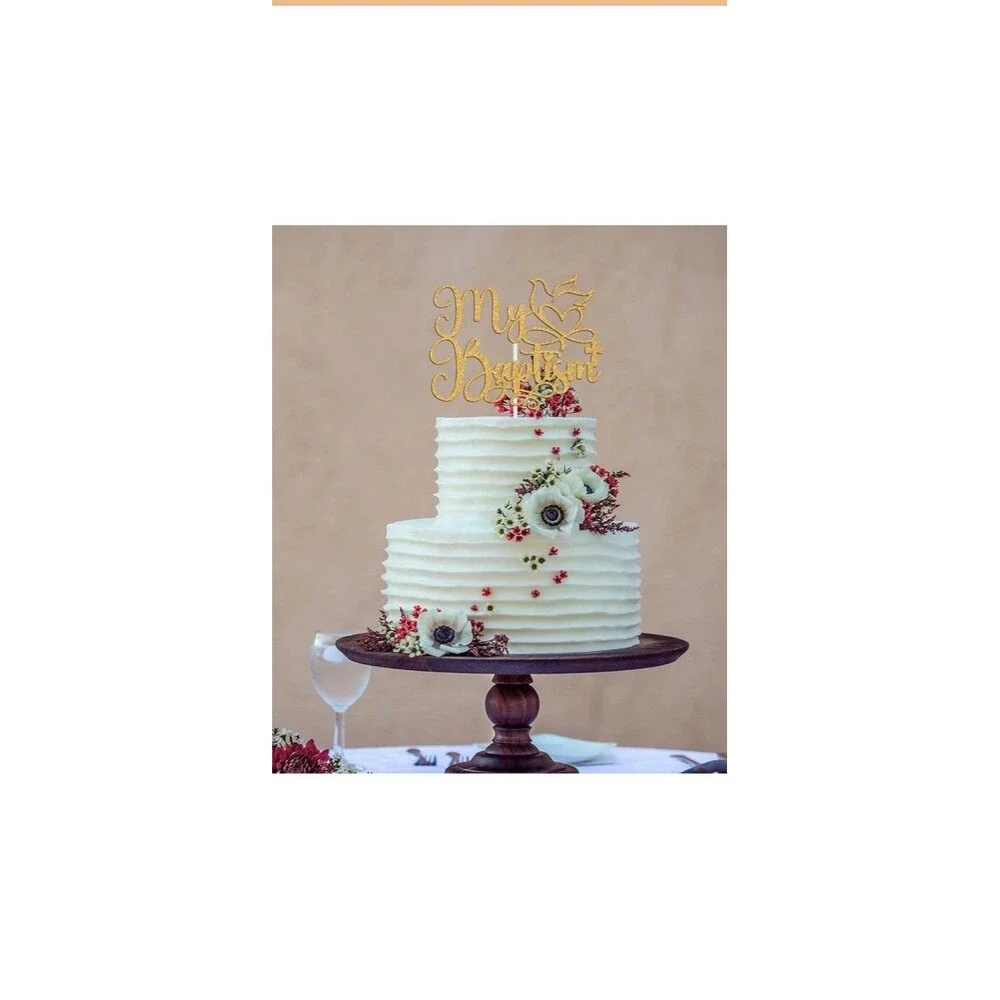 Gold Glitter  My Baptism Cake Topper
